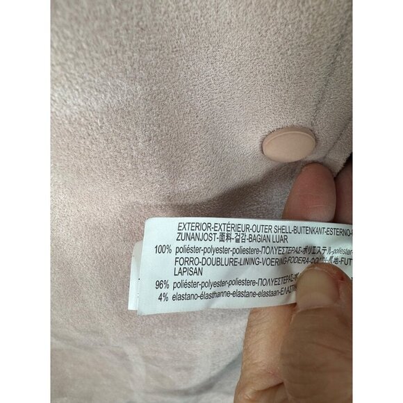 zara faux suede mid length coat preppy light pink 90s sz L - Picture 8 of 8